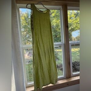 100% Linen Green Dress